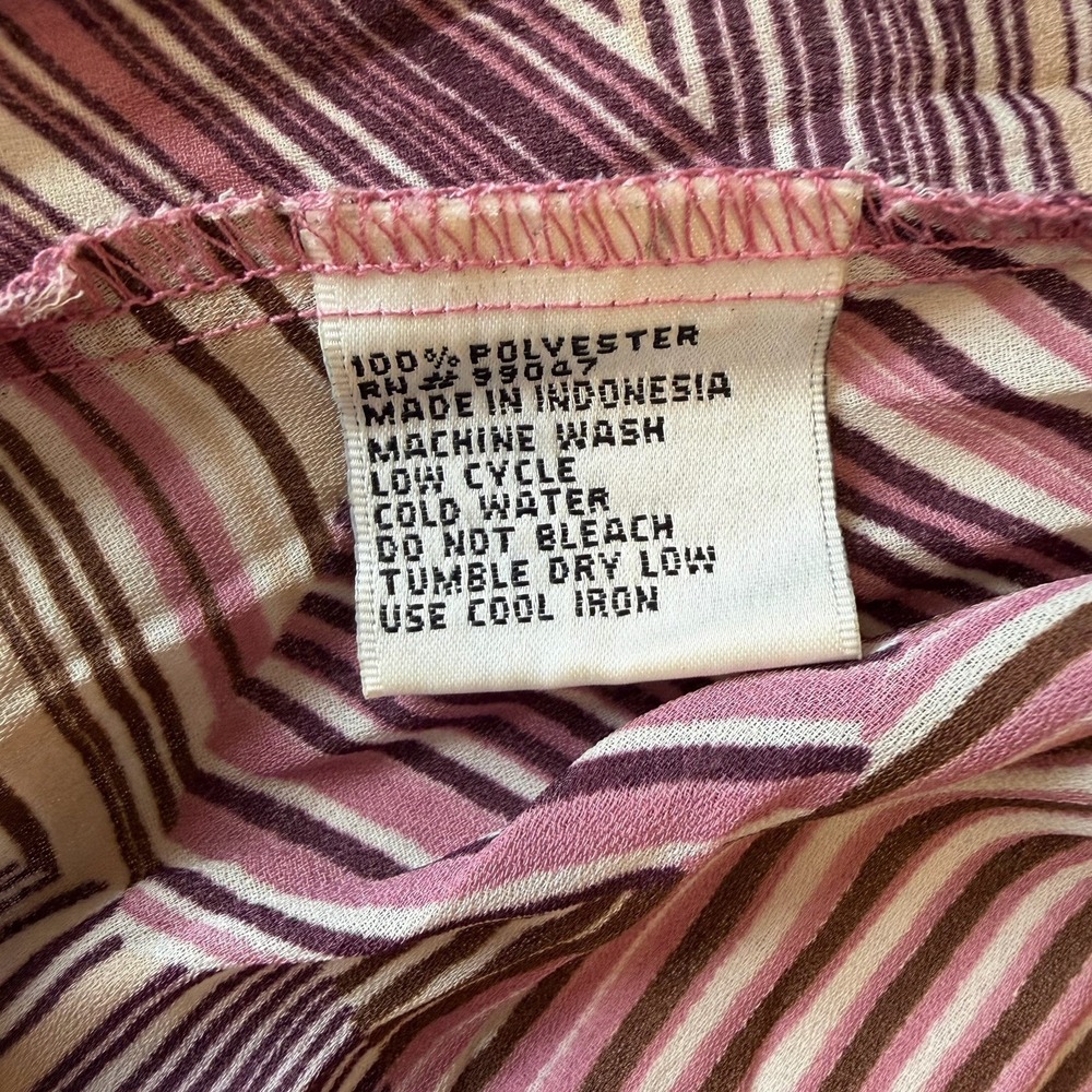 Jaipur Y2K ButtonUp Satin Fairy Crinkle Blouse Top Lace Pink Women XL VTG Whimsy - Picture 5 of 8